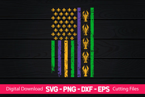 American Flag Mardi Gras Crawfish Graphics & Crafts