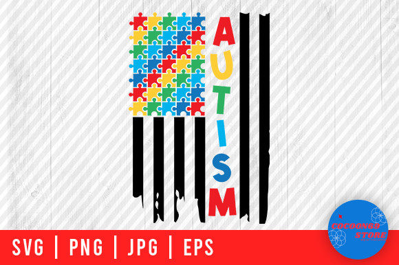 Autism Awareness USA Flag Svg: Graphics & Crafts