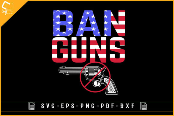 Ban Guns USA Flag Graphics & Crafts