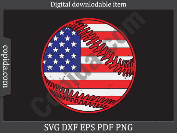 Baseball American Flag Svg Cutting File