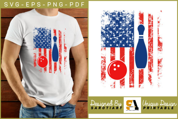 Bowling with USA Flag – Graphics and Crafts