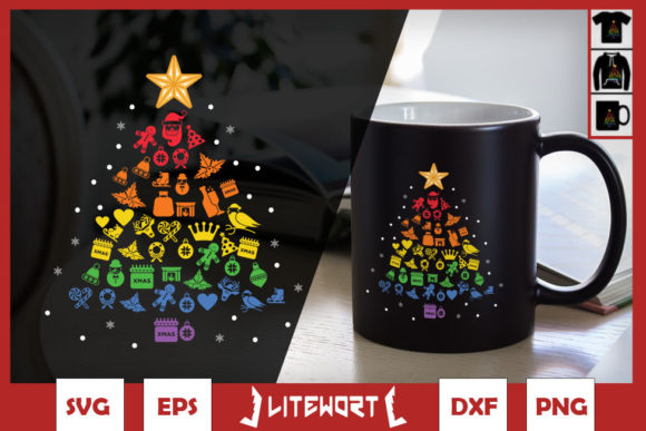 Christmas Tree Pride Rainbow Flag Graphics and Crafts