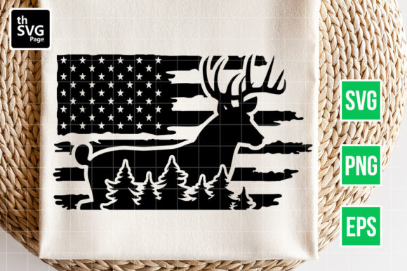 Deer American Flag SVG: Graphics and Crafts for Editorial Use