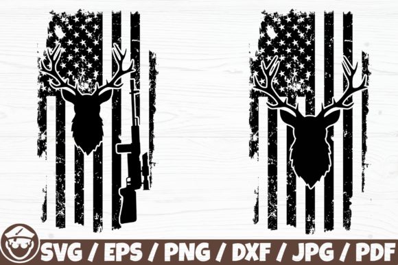 Deer USA Flag, Graphics & Crafts