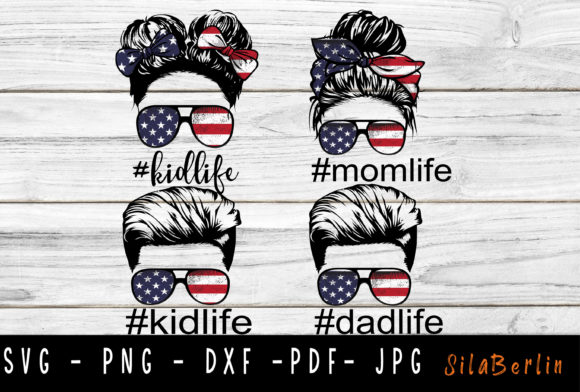 Family USA Flag Embroidery Design
