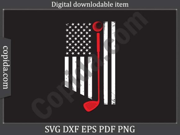 Golf American Flag Svg Printable File