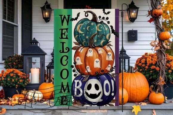 Halloween Boo Pumpkin Garden Flag Png: Graphics & Crafts