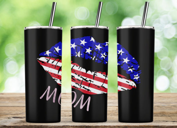 Kiss USA Flag Mouth for MOM 2022 Tumbler