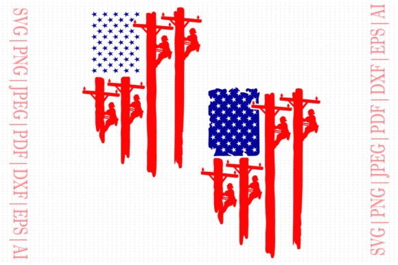 Lineman American USA Flag Svg