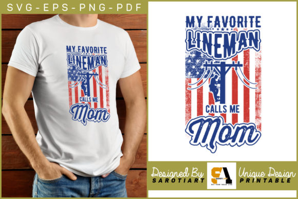 Lineman Mom Lovers Design USA Flag Shirt Graphics & Crafts