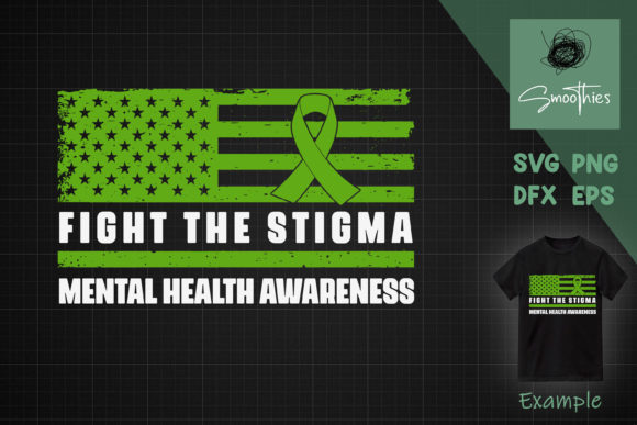 Mental Health Awareness Ribbon Usa Flag