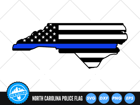 North Carolina Police Blue Line US Flag Graphics and Crafts