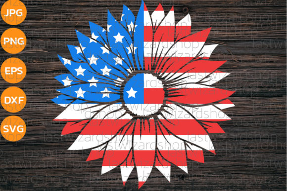 Patriotic Sunflower Svg, American Flag Graphics