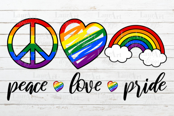 Peace Love Pride LGBTQ Rainbow Flag Graphics and Crafts