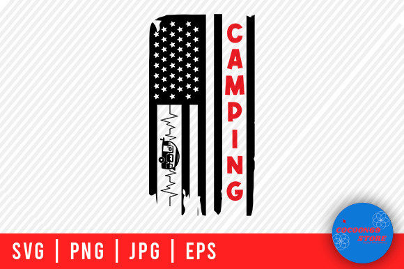 Pop Up Camper with American Flag Svg: Graphics for Crafts