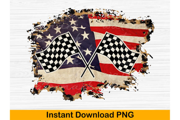 Racing American Flag PNG, 4th of July