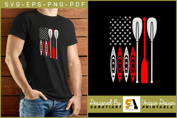 Rowing with USA Flag Vintage Design