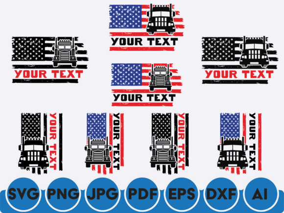 Semi Truck Flag Embroidery Design
