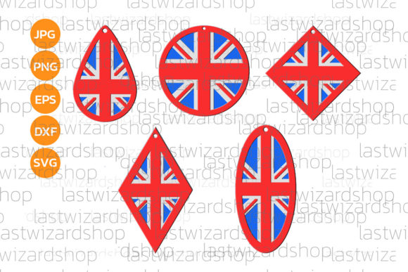 UK Flag Earrings Svg, Graphics & Crafts
