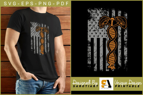 USA Flag with Mushroom Hunting Graphic