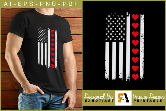 USA Flag with Valentine’s Day