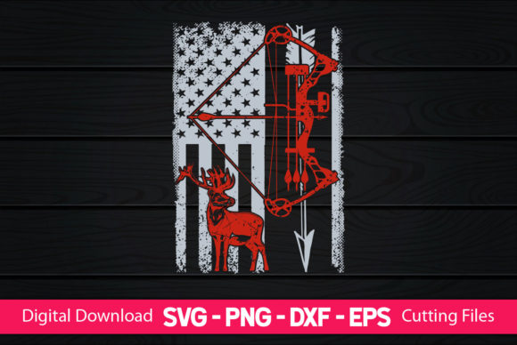 Vintage Deer Hunting American Flag Graphics and Crafts