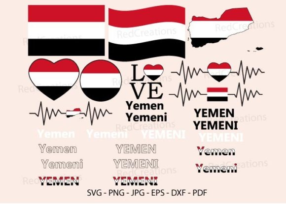 Yemen Flag Svg Bundle, Graphics & Crafts